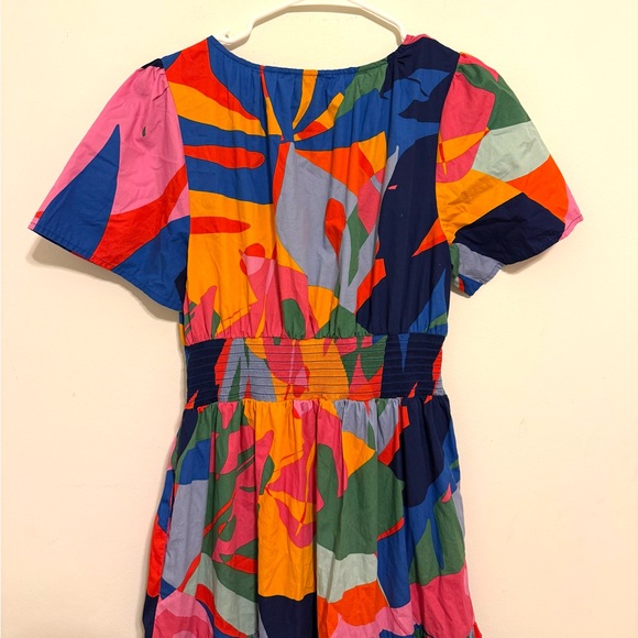 SugarLips Colorblock Abstract Print Smocked Waist Midi Dress | Size M - Picture 8 of 9
